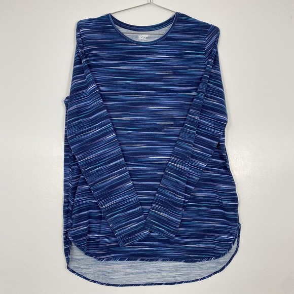 Lands' End Tops - Lands' End Shirt Womens LT 14-16 Blue Stripe Long Sleeve Tunic Stretch Casual